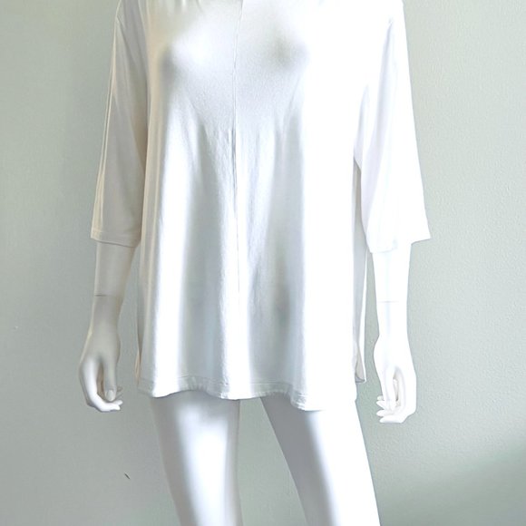 J Jill Wearever Collection Round Neck 3/4 Sleeve, White Top Tunic, L - Picture 2 of 7
